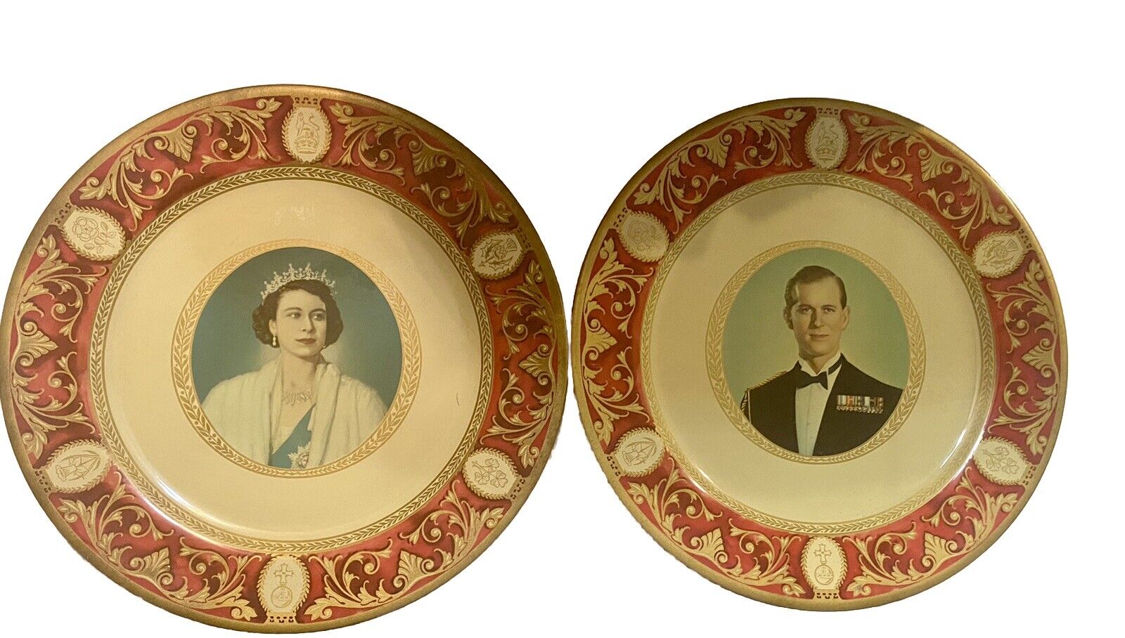 Vintage Queen Elizabeth II & Prince Philip 1953 Coronation Tin Plates