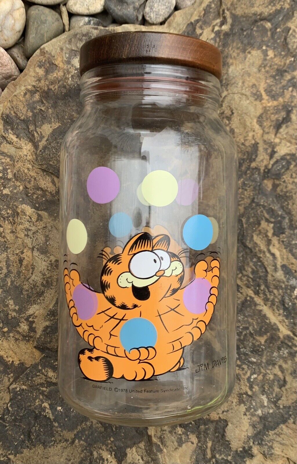 Garfield Vintage Anchor Hocking Glass Jar Canister. Good Condition 