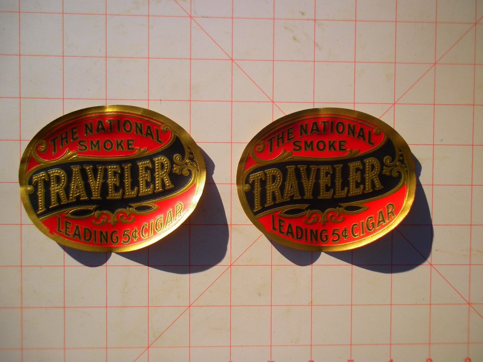 Two Original Vintage 1900’s Traveler Cigar Decal Stickers Label - New Old Stock