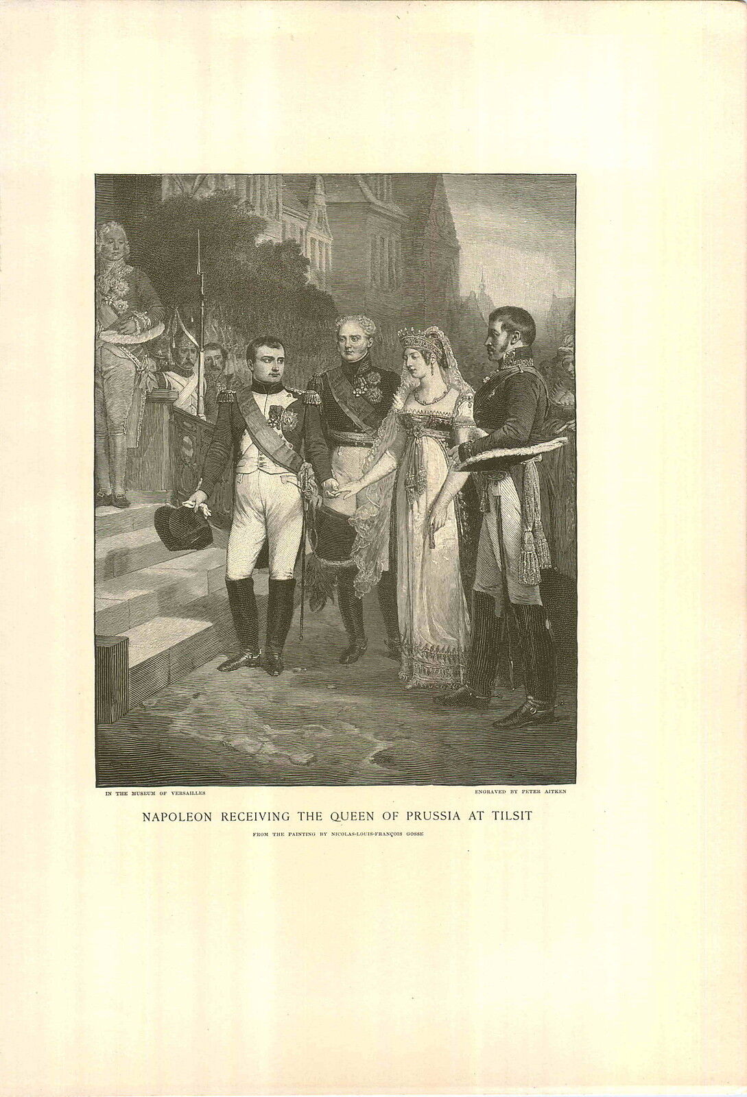 1897 Napoleon Bonaparte Receiving The Queen Louise de Prussia At Tilsit PRINT