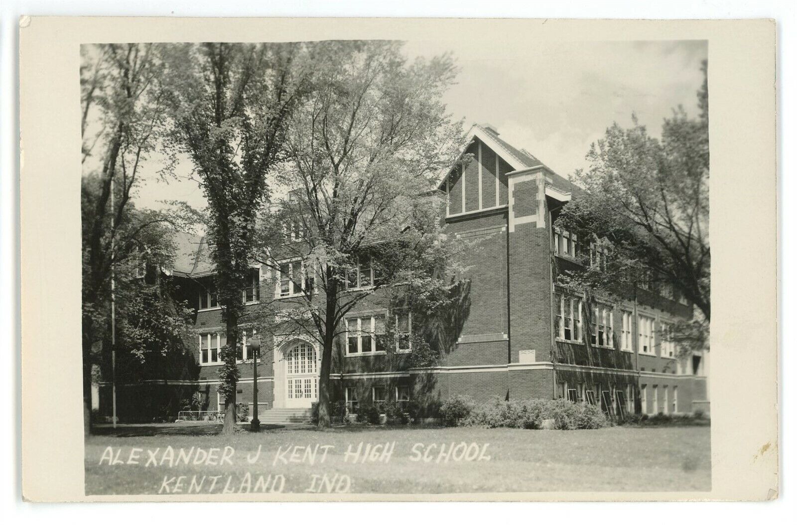 RPPC Alexander J Kent High School KENTLAND IN Indiana Real Photo Postcard