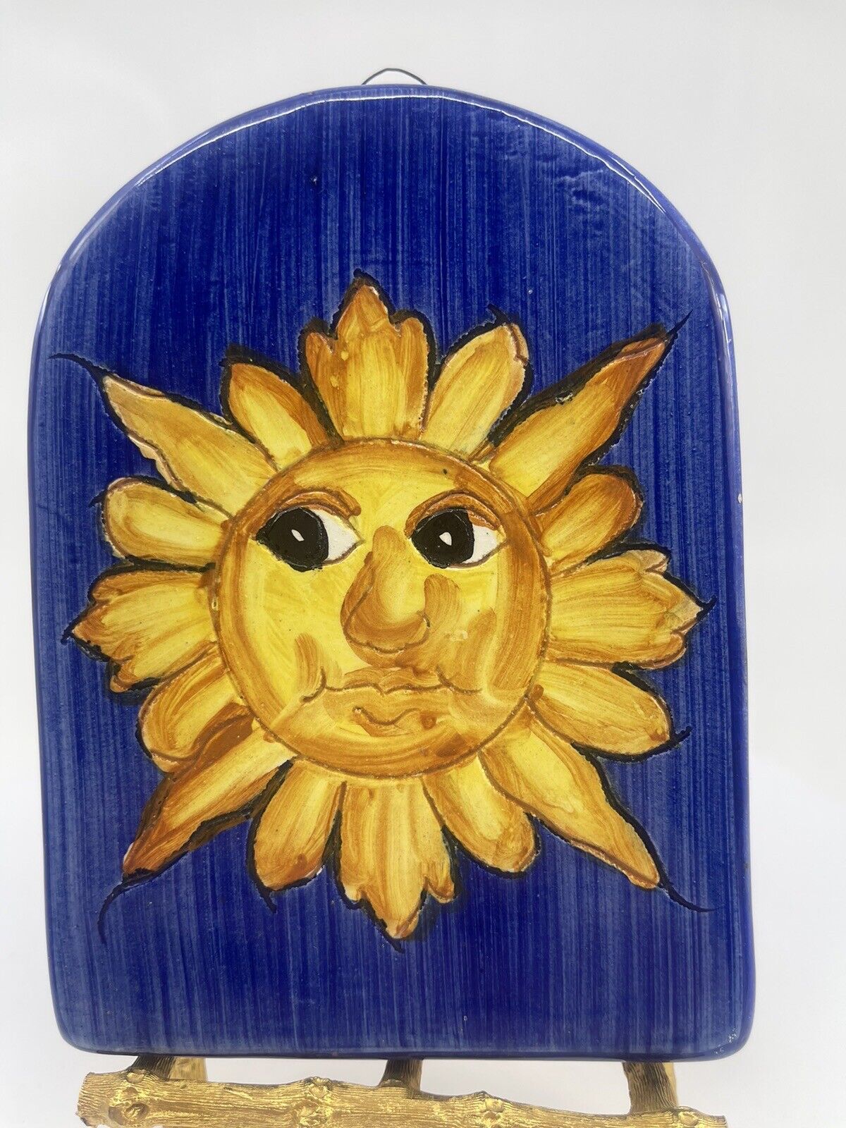 CER BROGI Hand painted Sun Red Clay Ceramic Wall Hanging Art Made In Italy