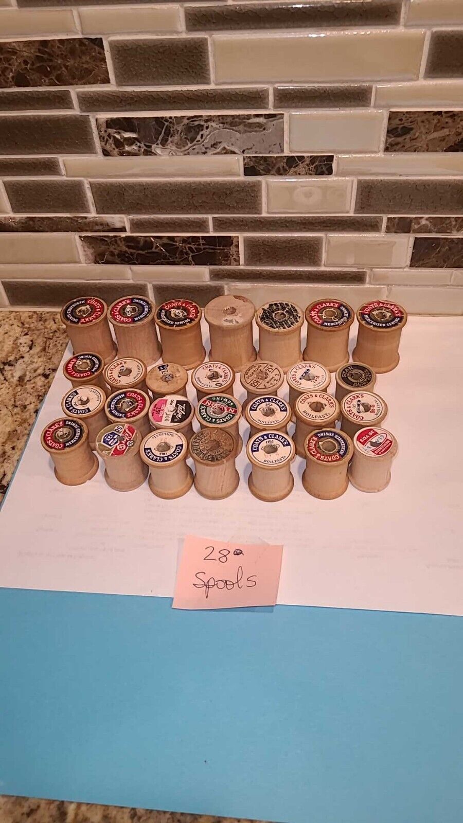 Lot of  28 Small /large Empty Wood Sewing Thread Spools, Crafts Hobby, Vintage