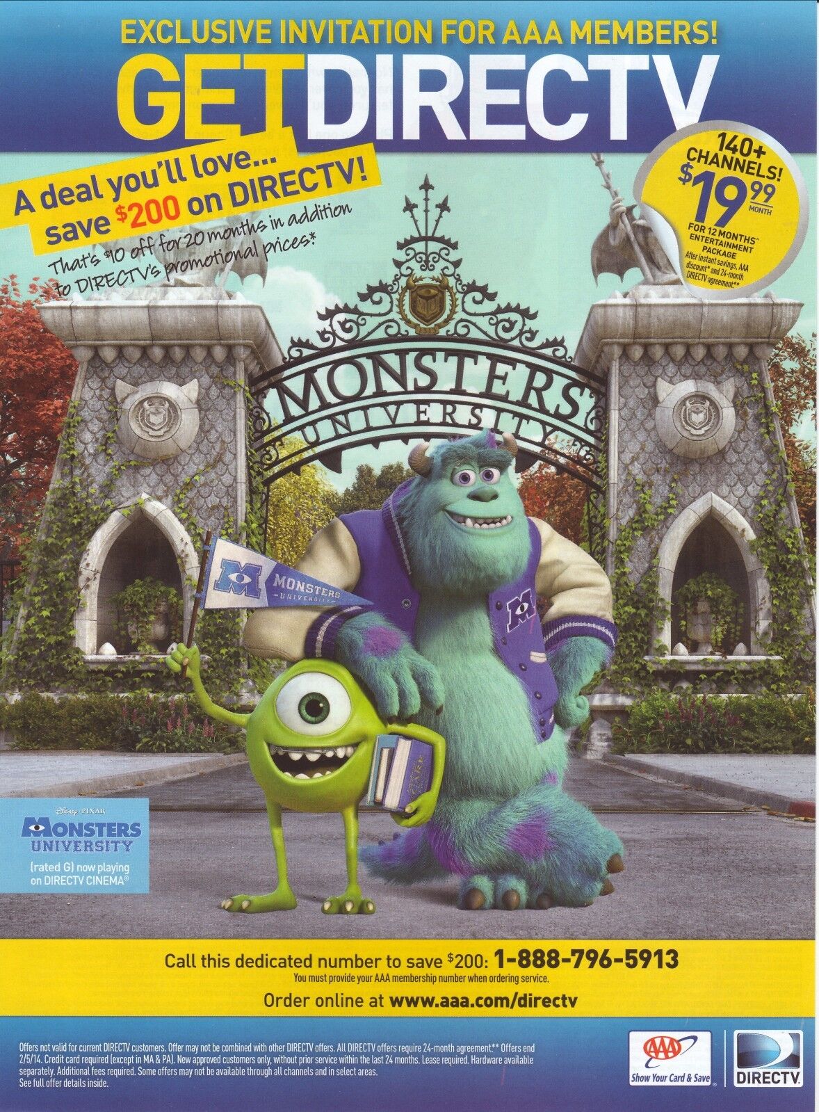 Monsters University--Sully & Mike--DirecTV--2014 Print Ad