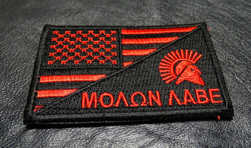 MOLON LABE SPARTAN USA FLAG PATCH [Hook Fastener Backing] 