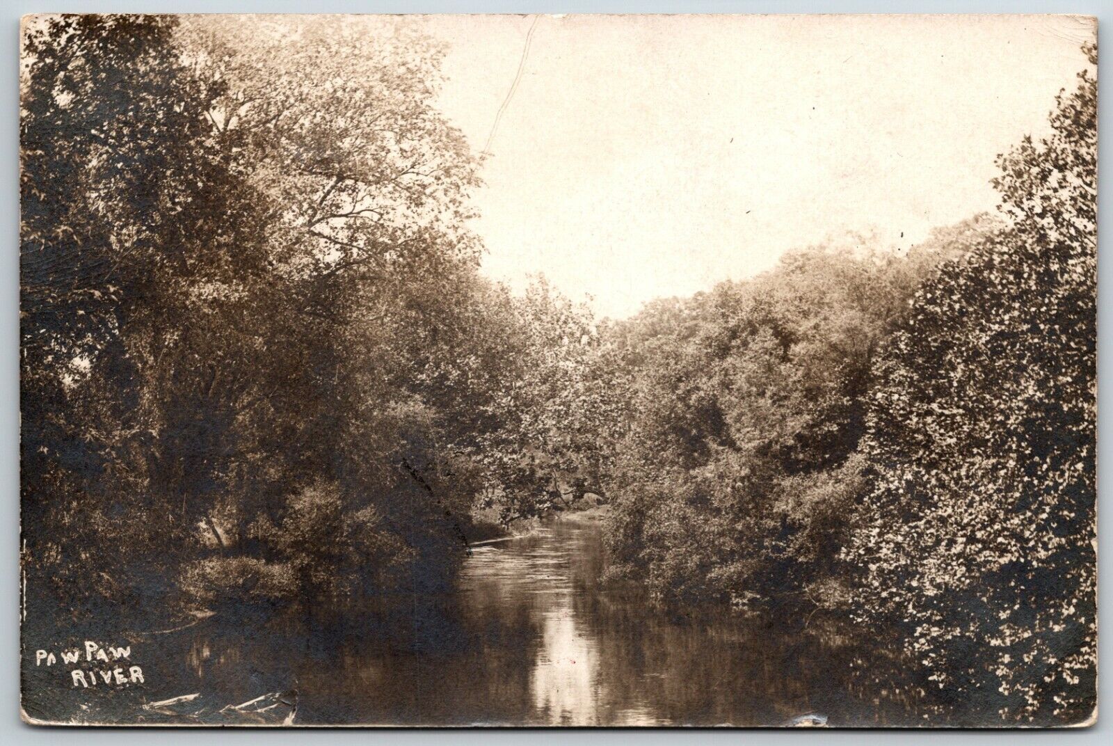 RPPC Paw Paw River, Michigan 1907 - Postcard