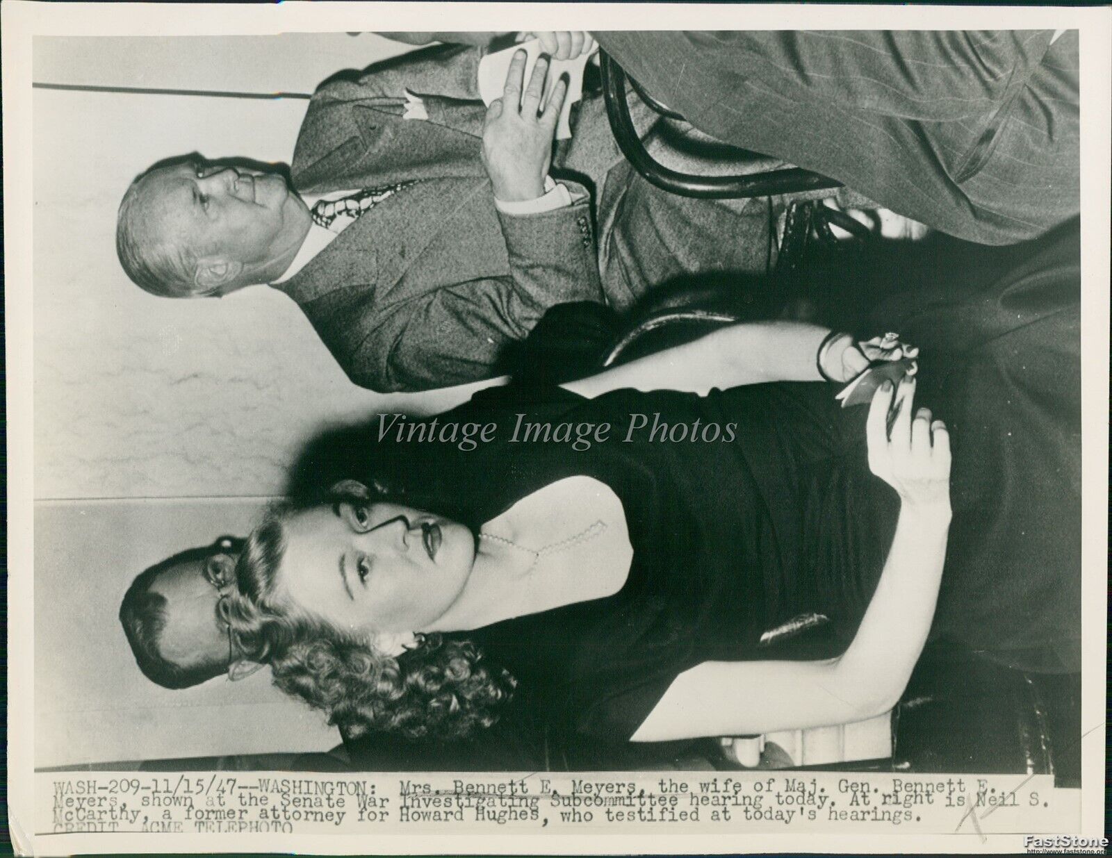 1947 Mrs Bennett E Meyers At Senate War Investigation Cmte Courts Wirephoto 6X8
