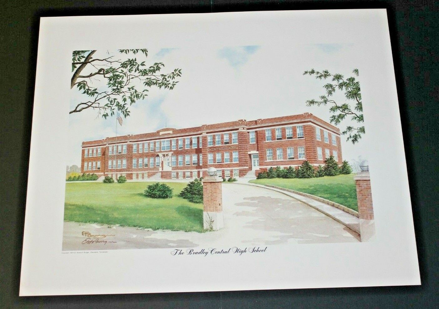 1974 Cleveland Tennessee Bradley Central High School E. Howard Burger Signed Art