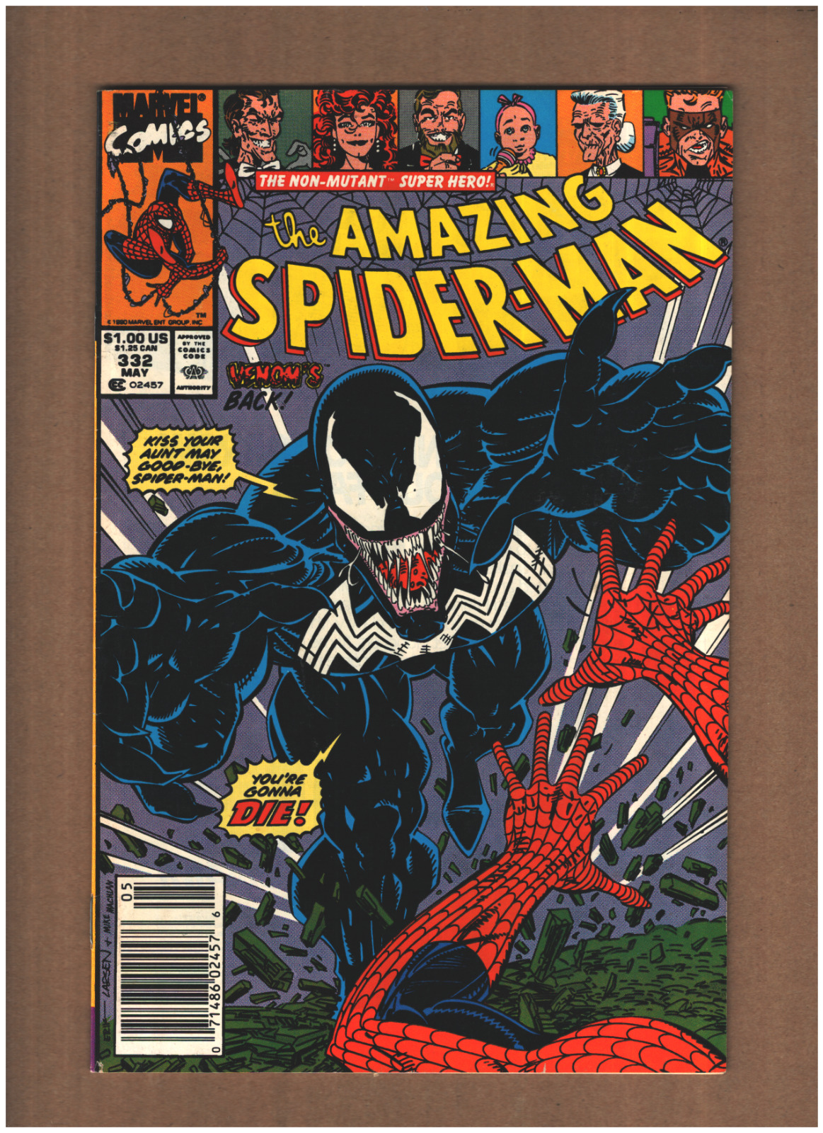 Amazing Spider-man #332 Newsstand Marvel Comics 1990 VENOM FN/VF 7.0