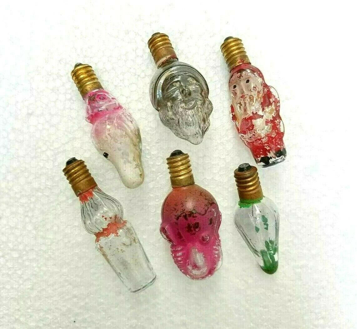 Vintage Old Antique Unique Shape Color Glass Light Bulb Christmas Ornament Japan