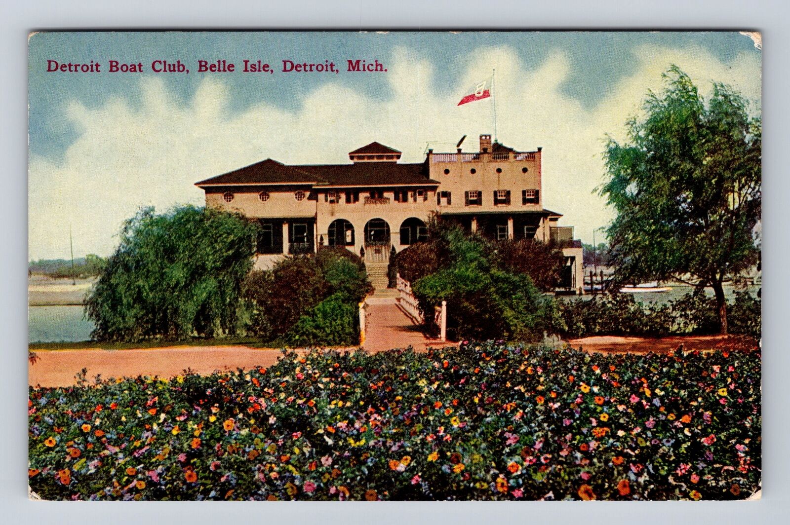 Detroit MI- Michigan, Detroit Boat Club, Belle Isle, Antique, Vintage Postcard