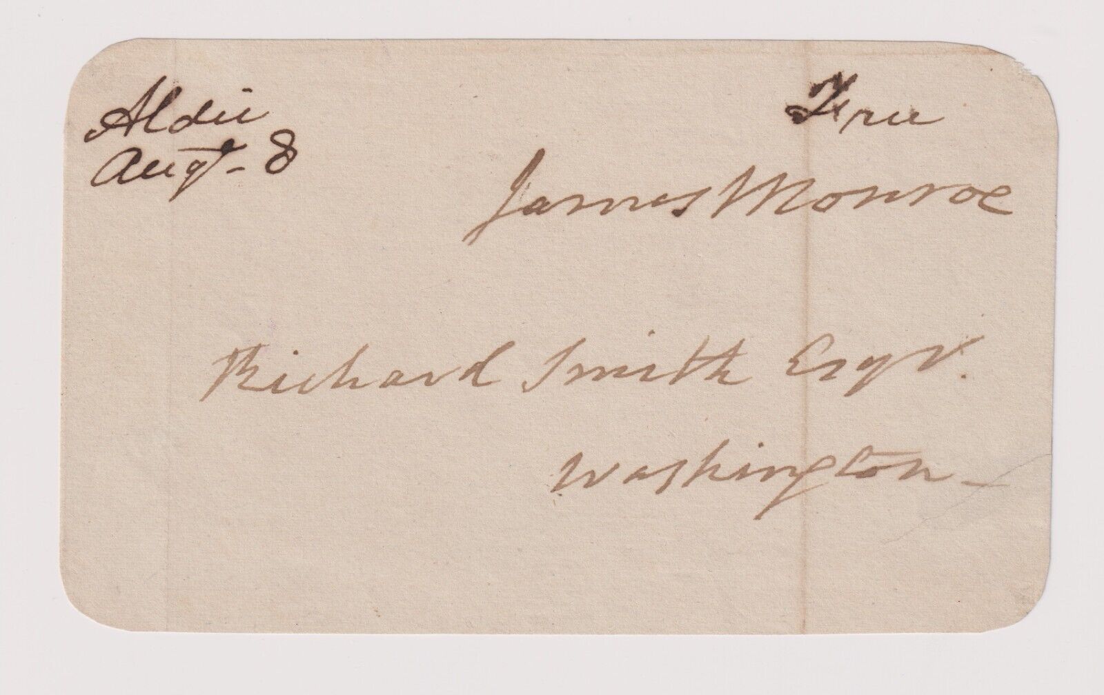 James Monroe - signature - President --  free-franked address panel - SIGNED