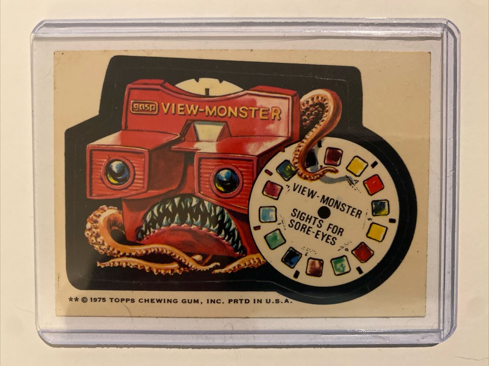 Vintage Topps 1975 Wacky Packages - VIEW-MONSTER -Trading Card Sticker