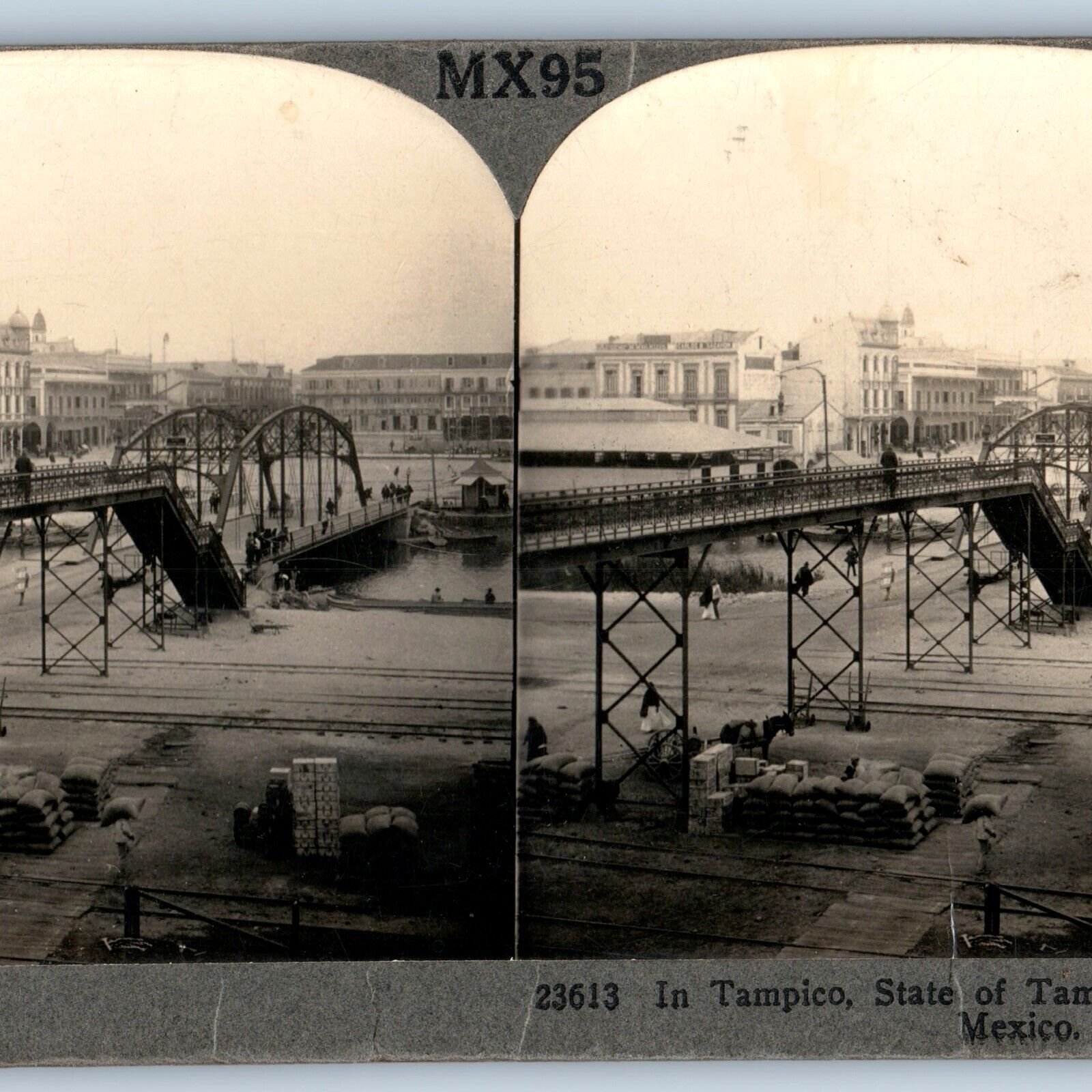 c1900s Tampico, Tamaulipas, Mexico Port Stereo Photo Bridge Railway V25