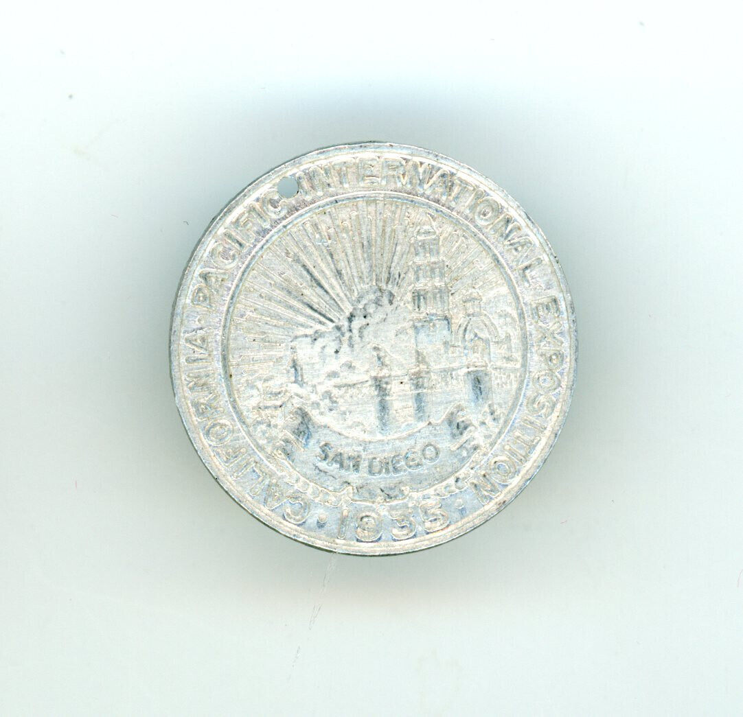 1935 San Diego, California Pacific International Exposition Medal