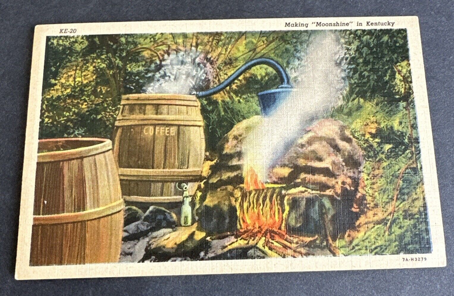 Vintage Postcard: Making Moonshine Mountain Still CurtTeich Card ~ Kentucky KY