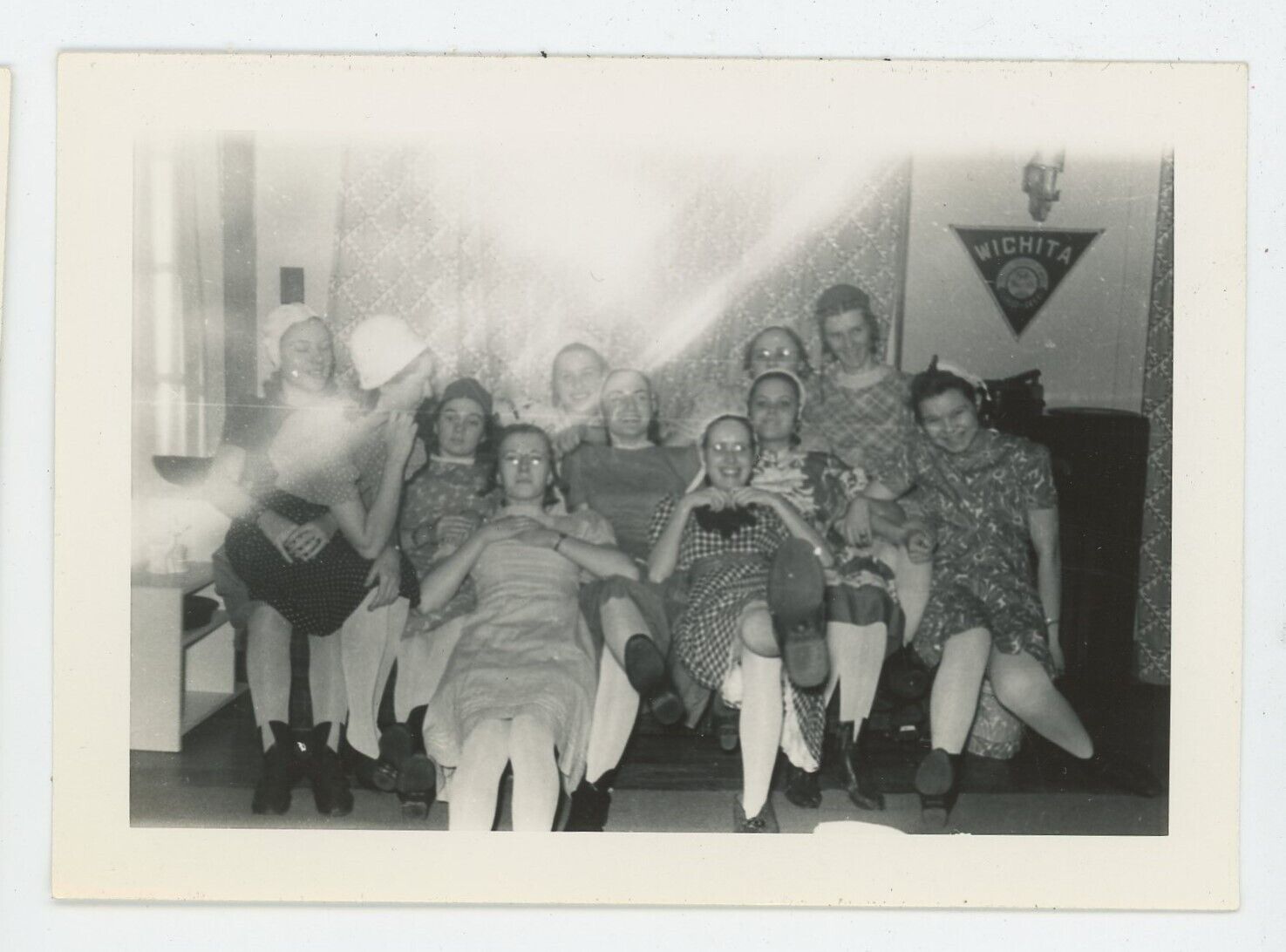 Vintage Photo Sorority Delta Omega Girls Big Laughs Sweet Wichita State KS 1950s