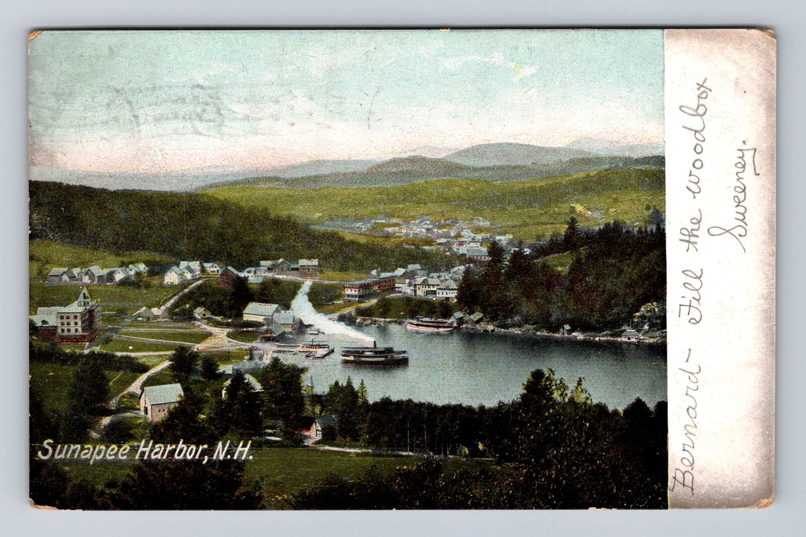 Sunapee Harbor NH-New Hampshire, Scenic View, Antique, Vintage Souvenir Postcard
