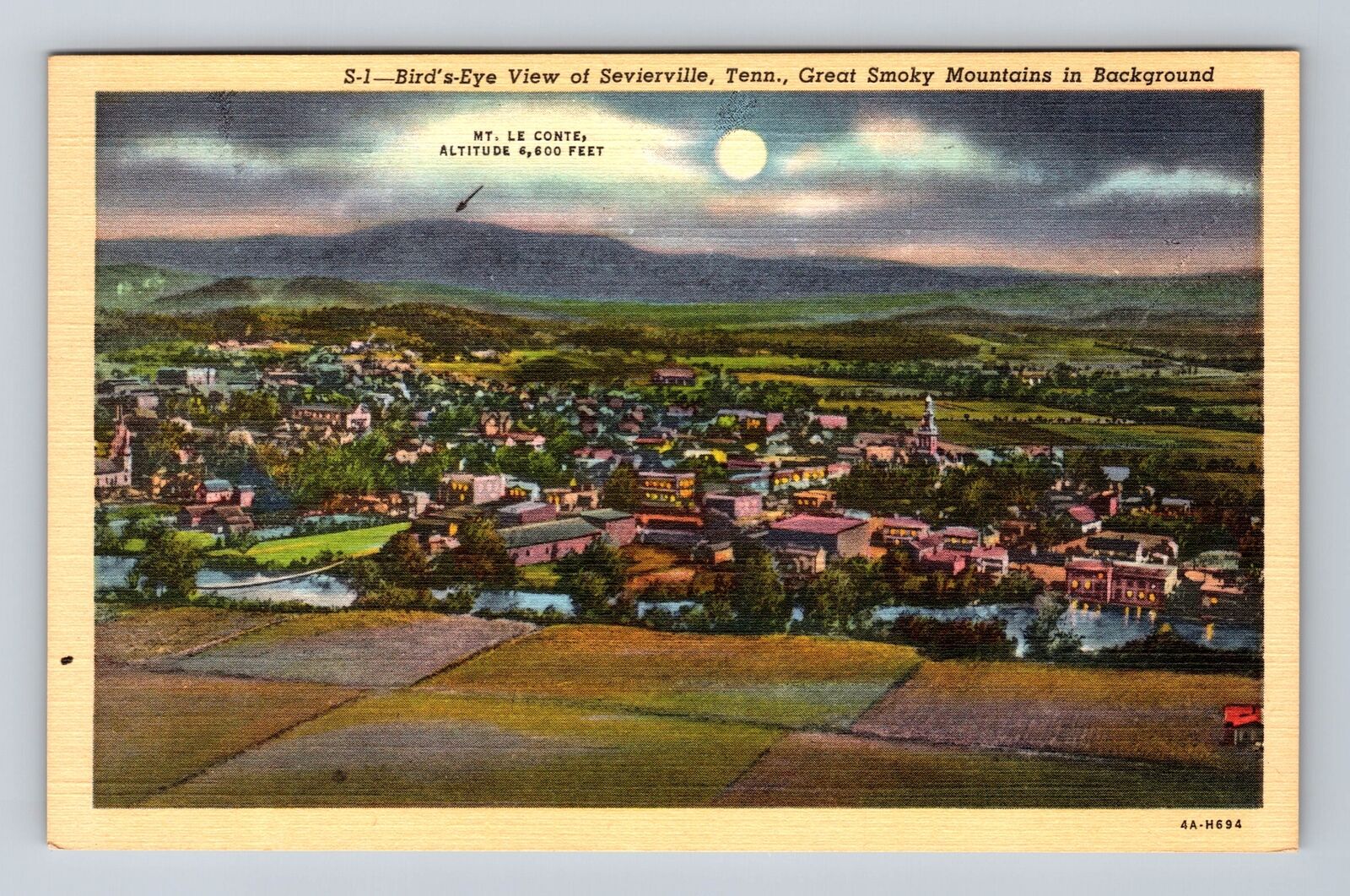 Sevierville TN-Tennessee, Aerial Great Smoky Mountains, Vintage Postcard