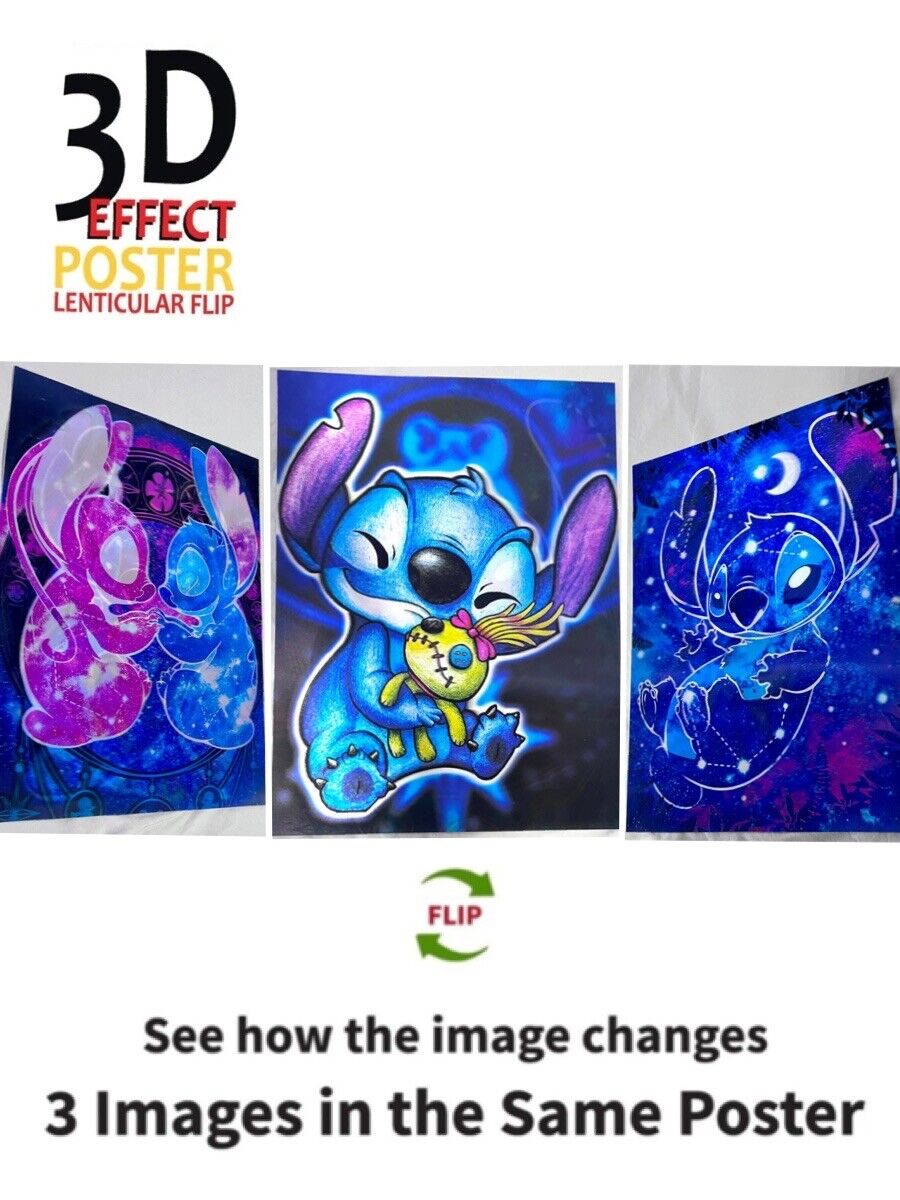 Lilo & Stitch-Stitch- 3D Poster 3DLenticular Effect-3 Images In One