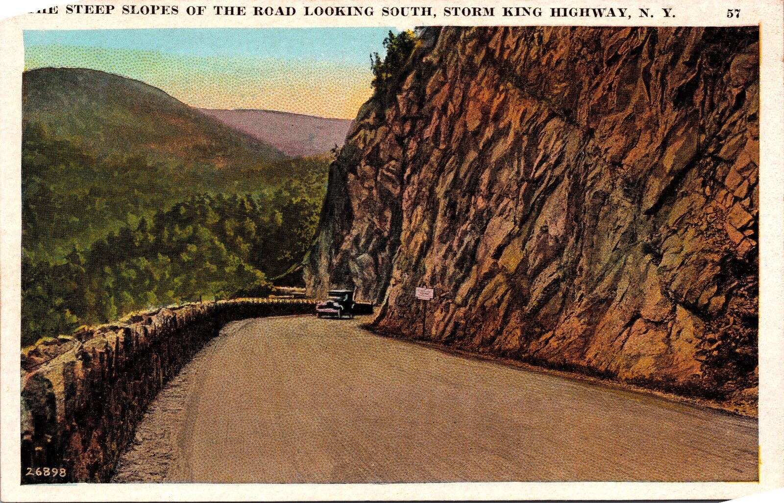 Storm King Mountain Highway Roads Steep Slopes N.Y.  White Border Postcard 8J
