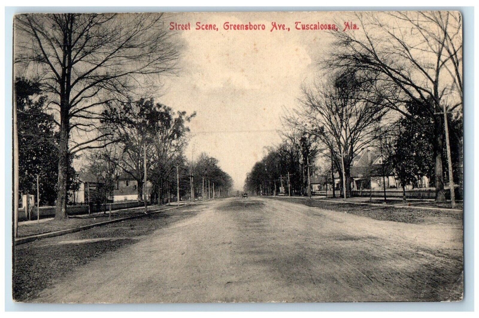 1909 View Of Street Scene Greensboro Ave. Tuscaloosa Alabama AL Antique Postcard