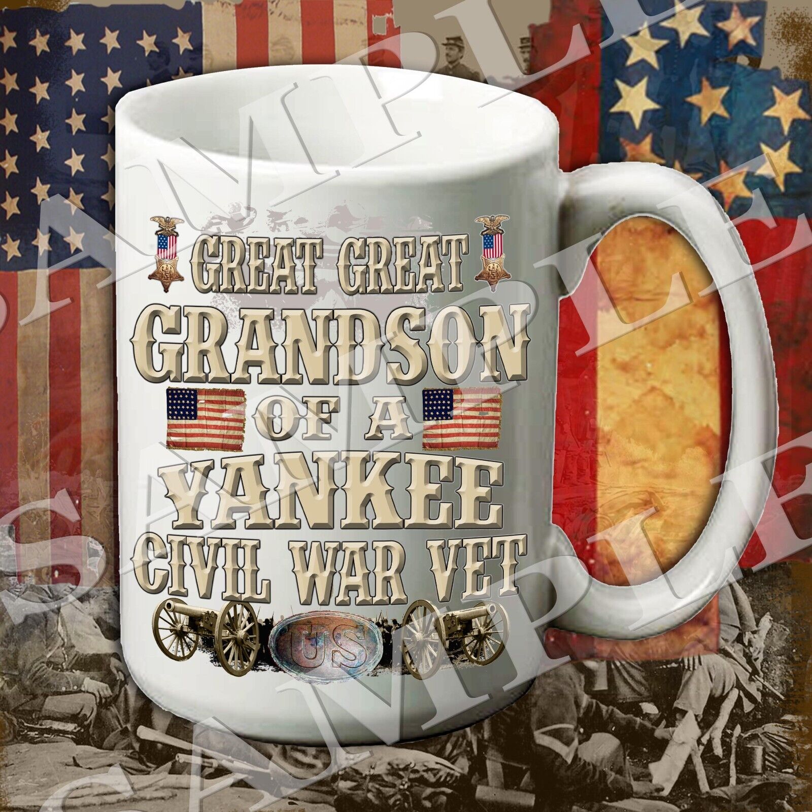 Great Grandson of a Yankee Civil War Vet 15-ounce Civil War themed coffee mug