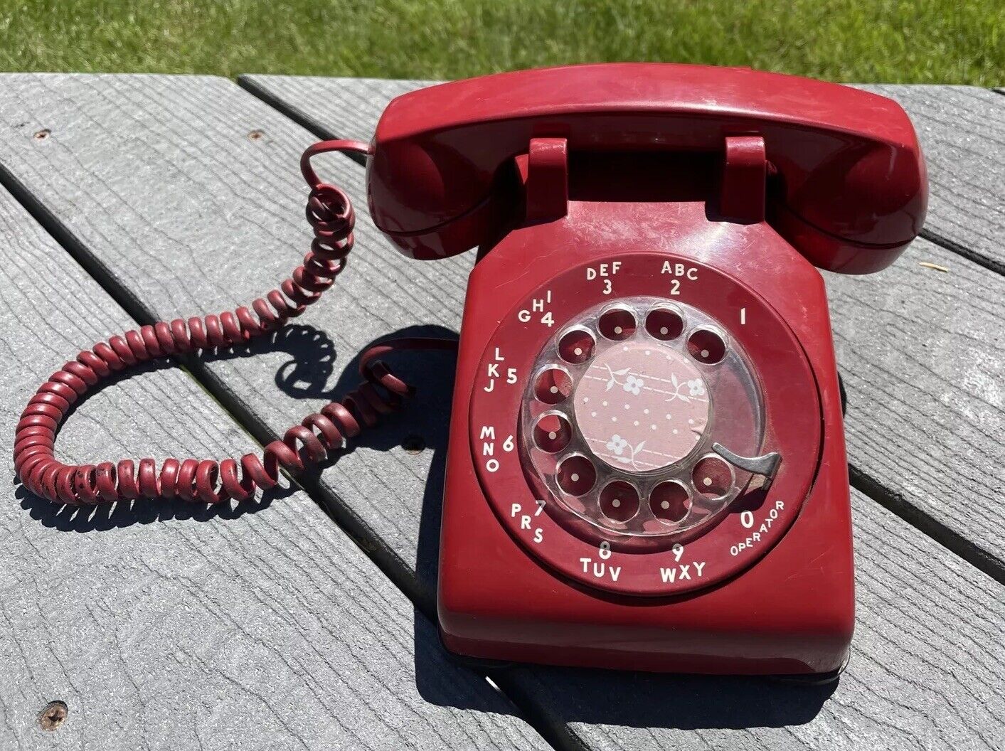 VINTAGE BELL SYSTEM RED ROTARY MODULAR DESK PHONE 500DM TESTED WORKS MCM
