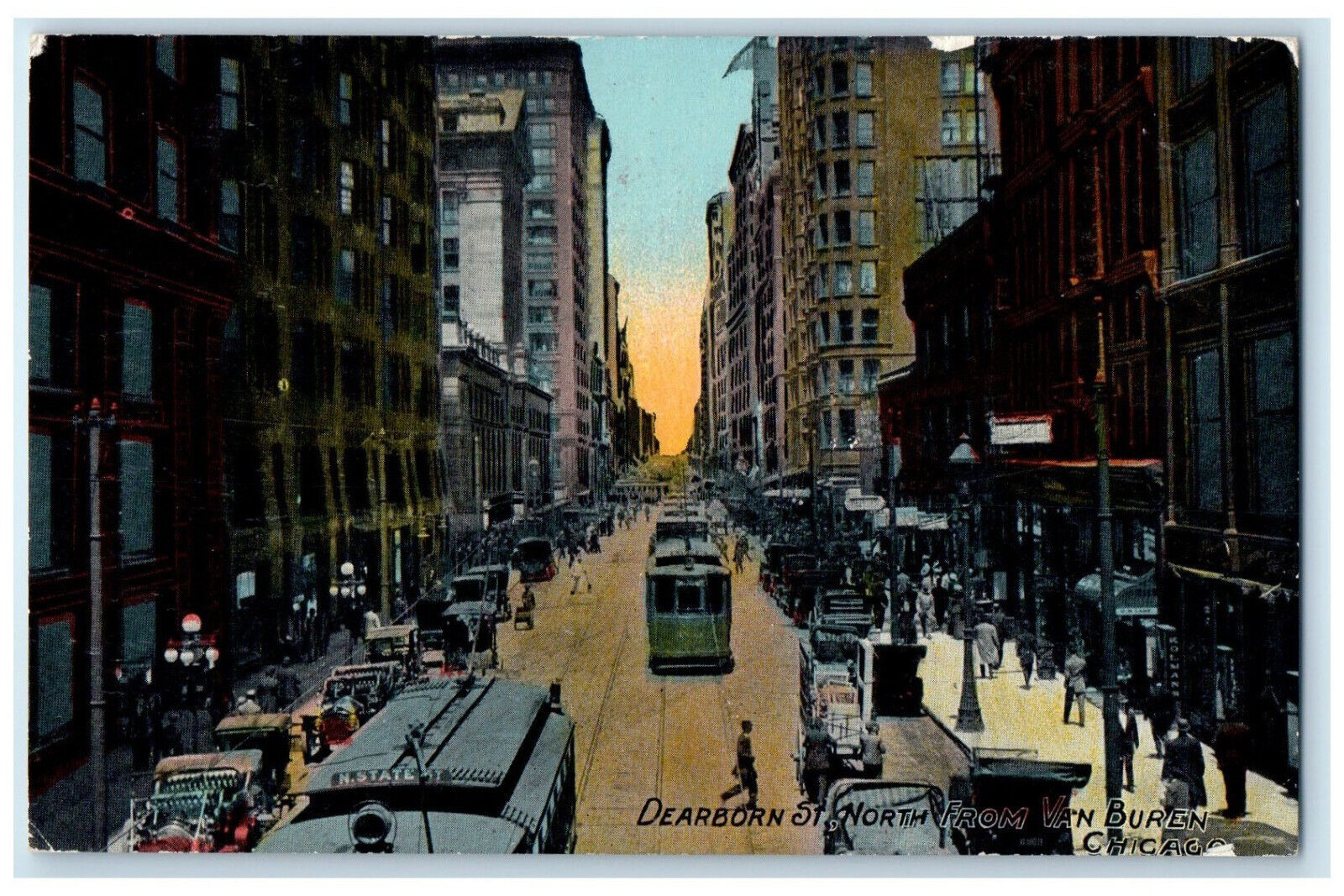 c1910 Dearborn St. North From Van Buren Chicago Illinois IL Antique Postcard