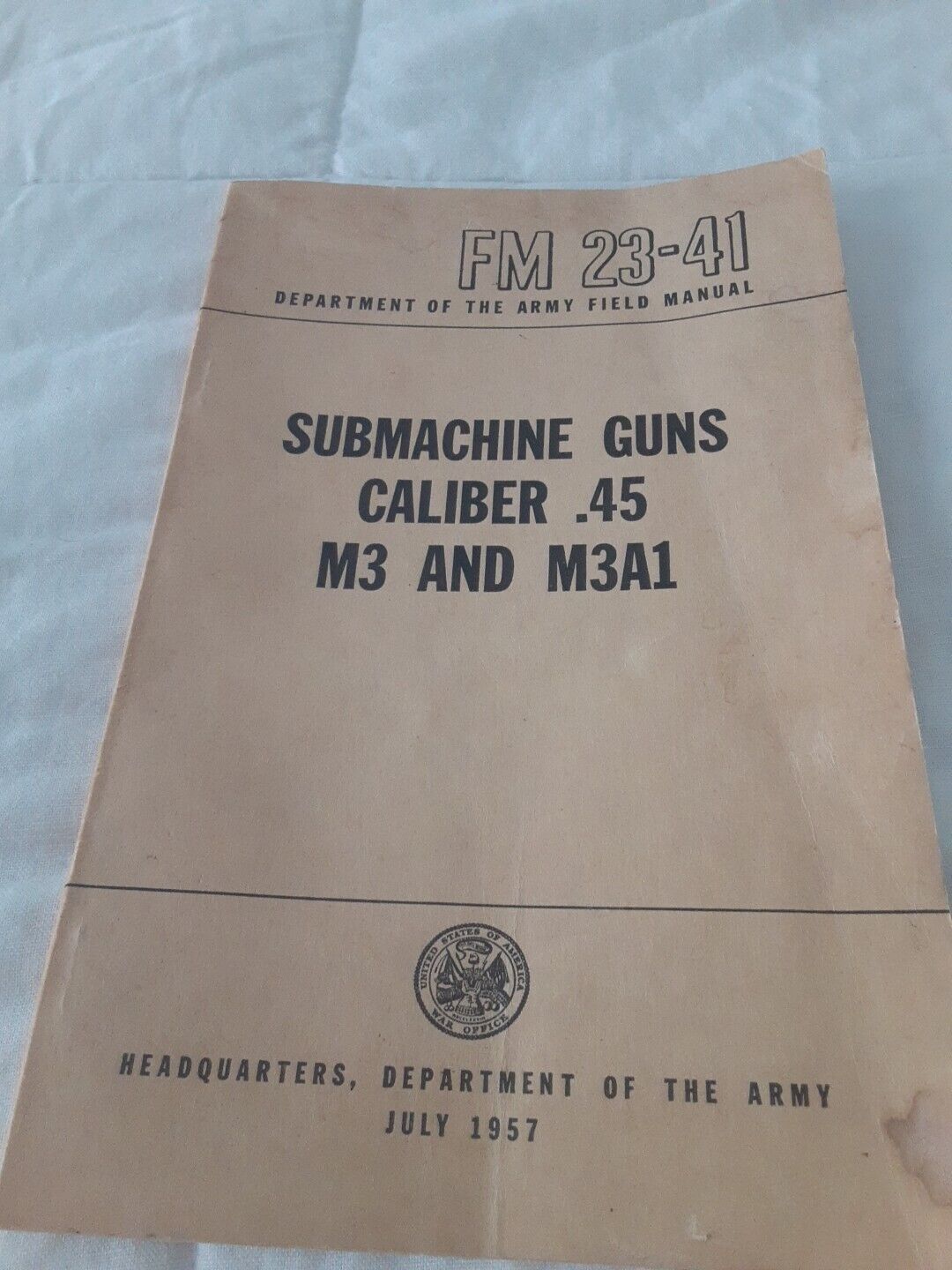 1957 Us Army Field Manual Fm-23-41  Submachine Guns