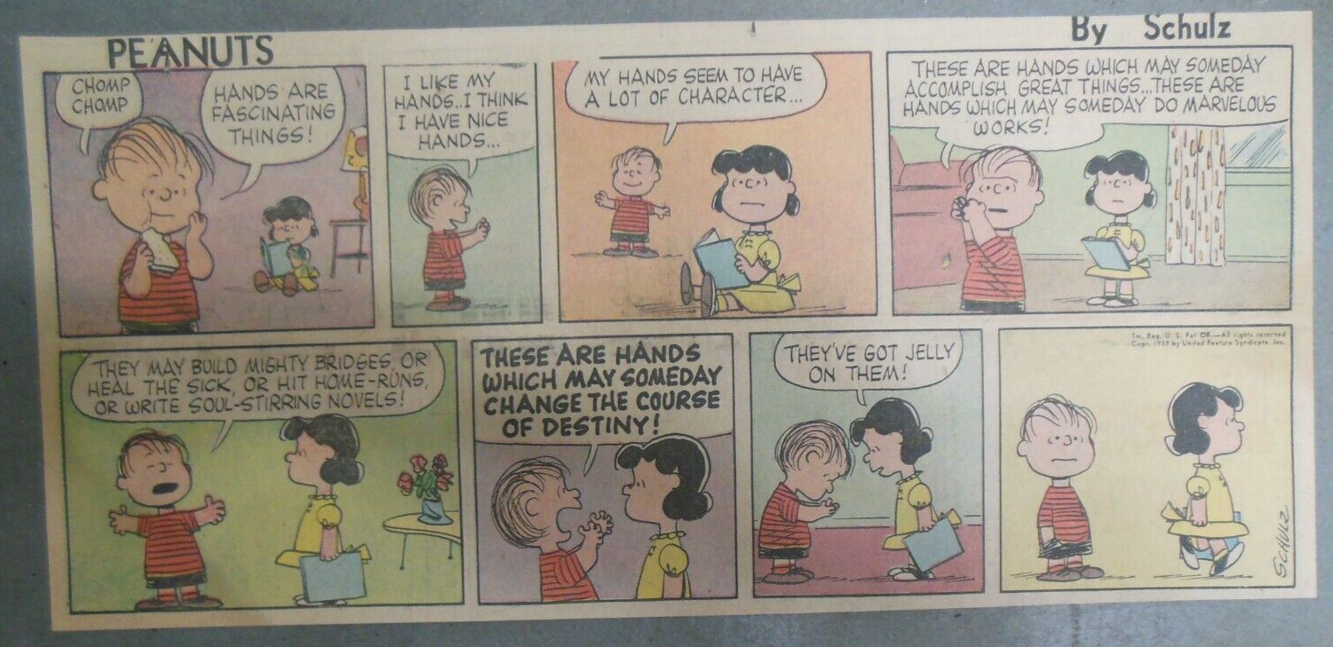 Peanuts Sunday Page by Charles Schulz from 10/11/1959 Size: ~7.5 x 15 inches