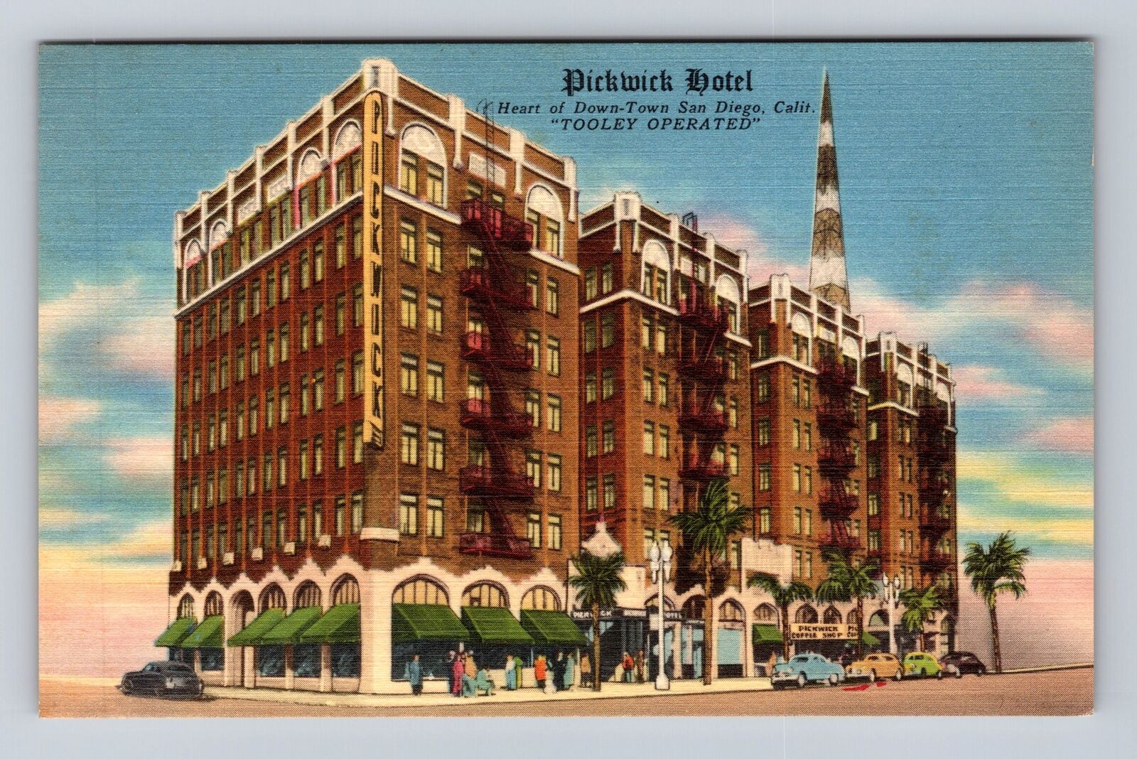 San Diego CA-California, Pickwick Hotel, Advertisement, Vintage Postcard