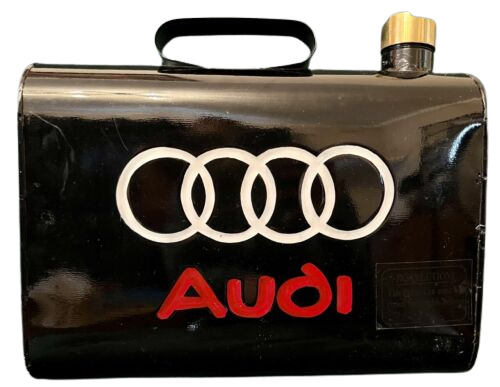Antique retro style Audi automotive oil can/canister wall mount rustic vinatge