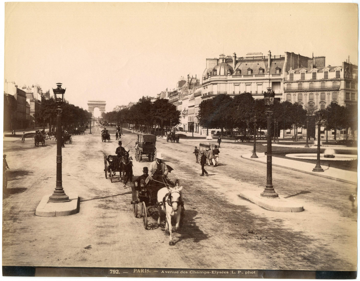 France, Paris, Avenue des Champs-Élysées, L.P.phot Vintage Albumen Print Tirag