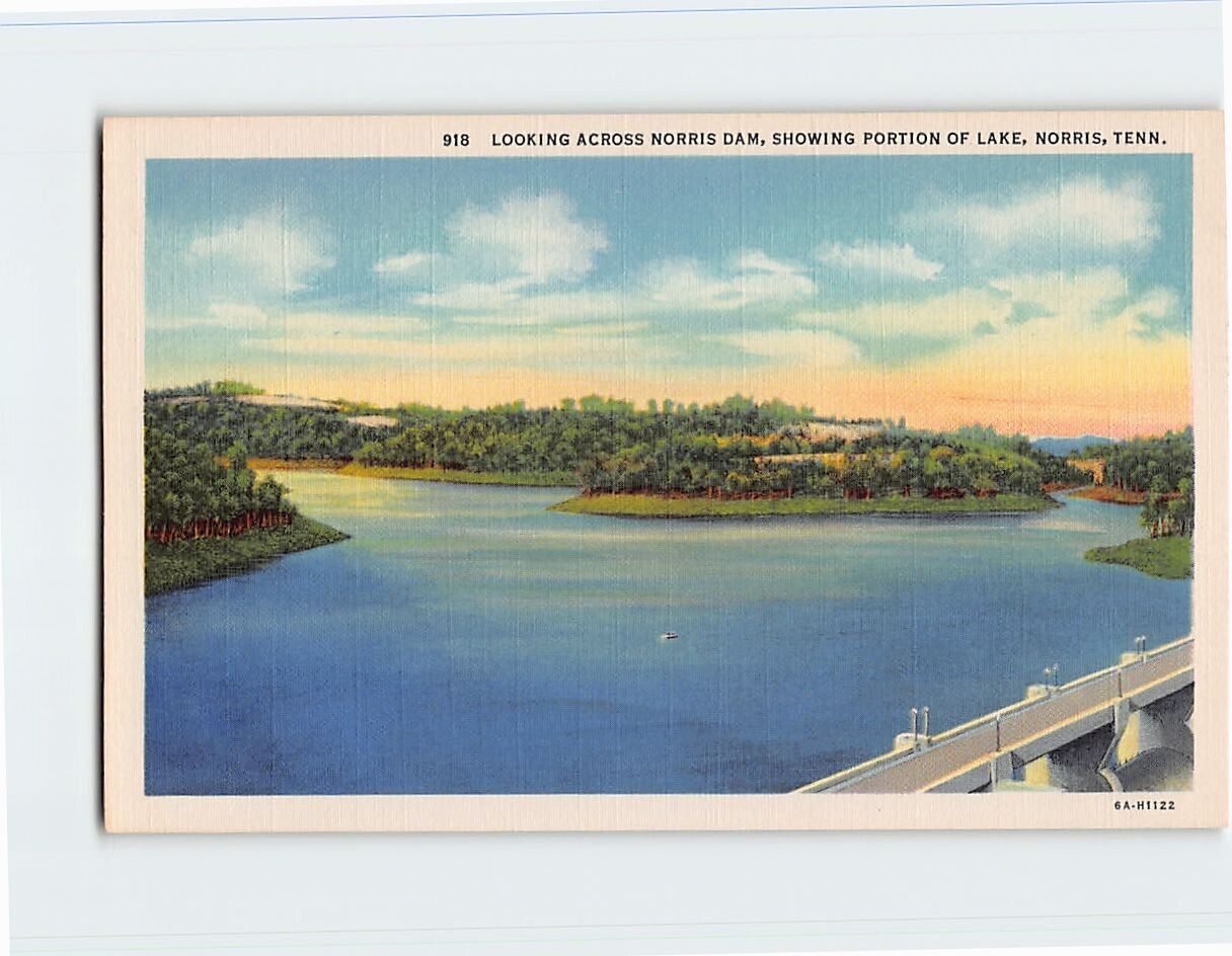 Postcard Looking Across Norris Dam, Showing Portion Of Lake, Norris, Tennessee