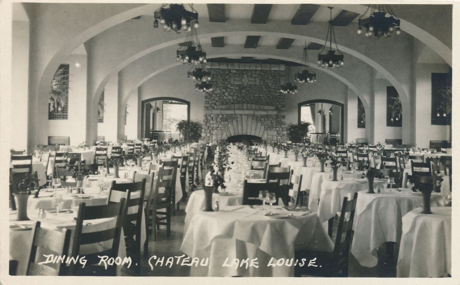 LAKE LOUISE AB - Chateau Lake Louise Dining Room Real Photo Postcard rppc