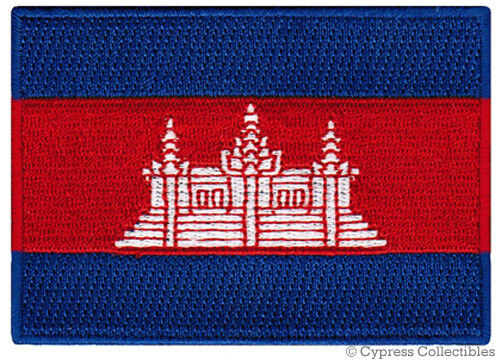 CAMBODIA FLAG PATCH embroidered iron-on EMBLEM Kampuchea APPLIQUE ASIA SOUVENIR