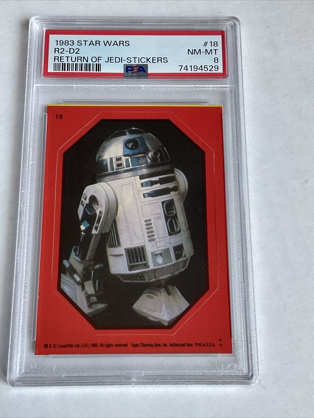 1983 Star Wars Return Of The Jedi Stickers #18 R2-D2 PSA 8 Rare Red