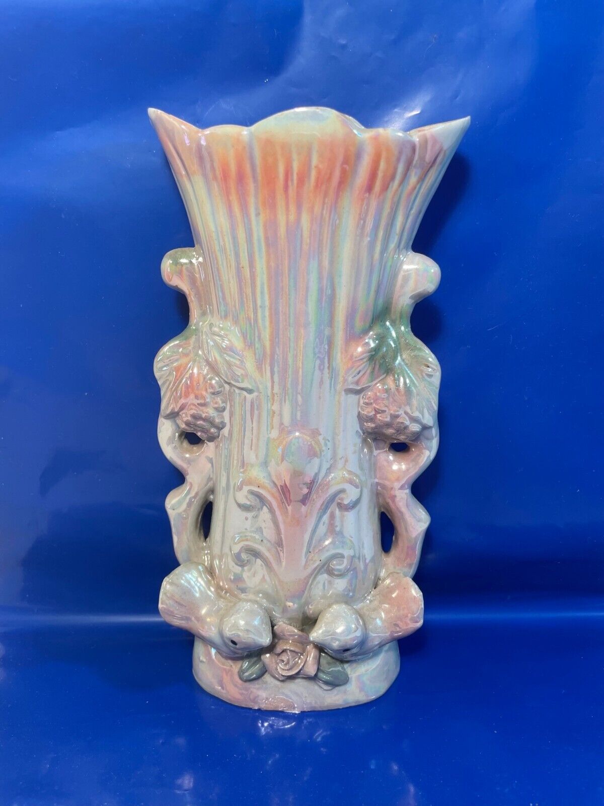 Vintage Chinese Multi-Color Lusterware Table Vase, Zhongguo Zhi Zao, Centerpiece