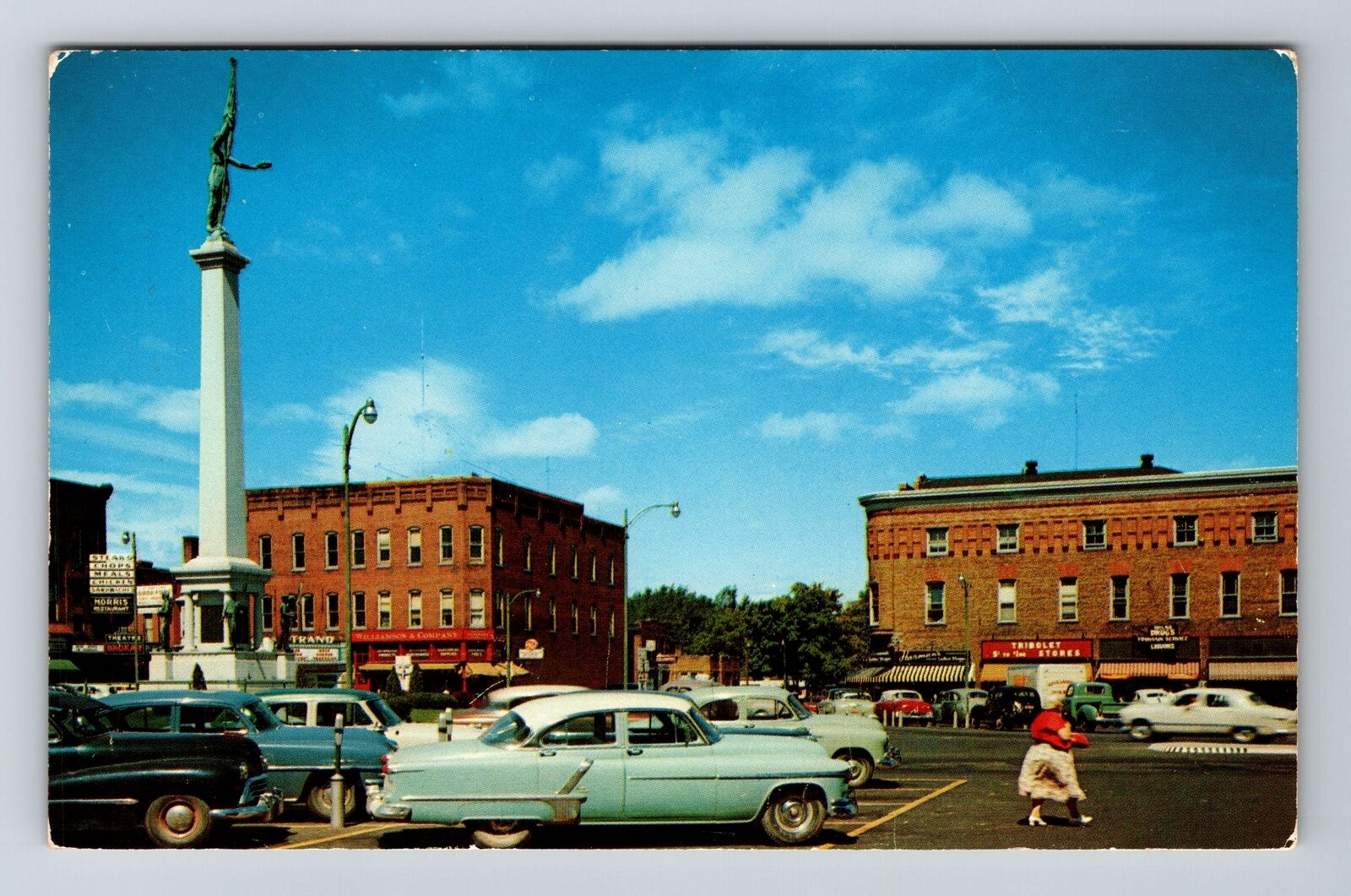 Angola IN-Indiana, City Square, Theater, Automobiles Vintage Souvenir Postcard