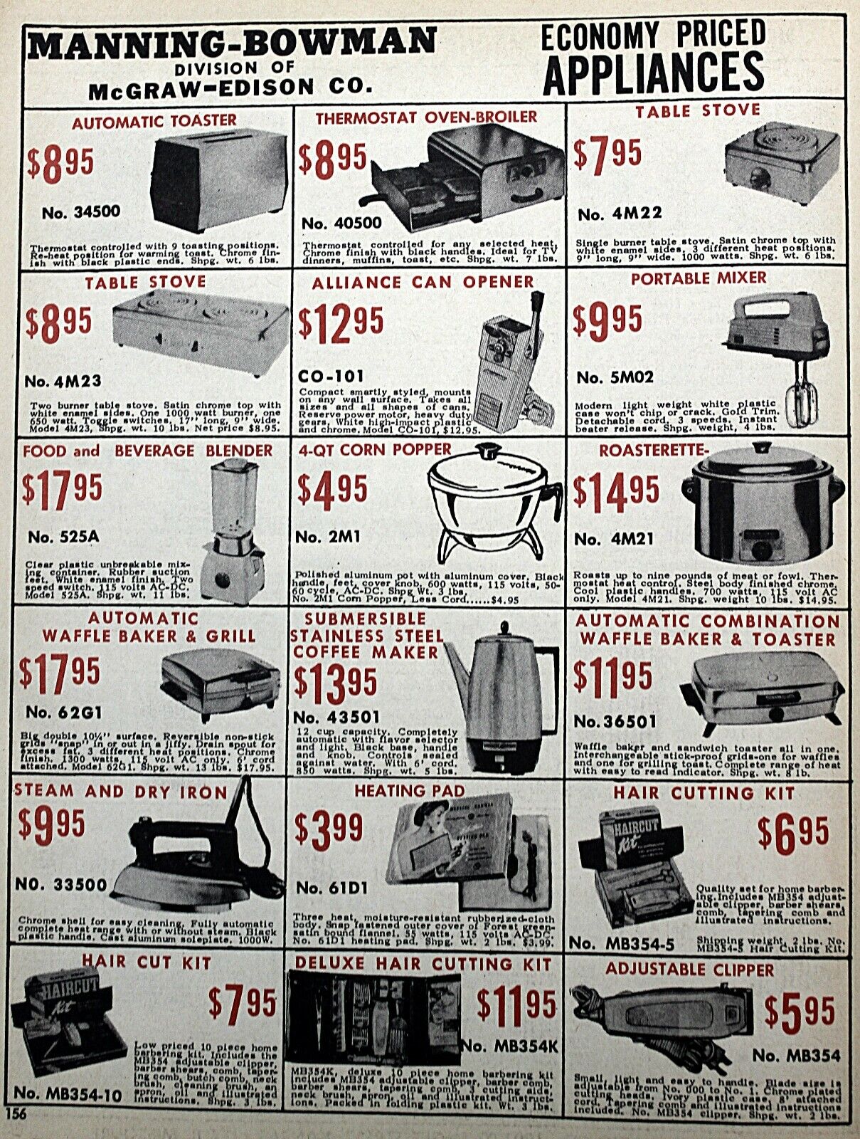 McGee Radio Co Electronics Catalog for 1961 TV Stereos, Components ++