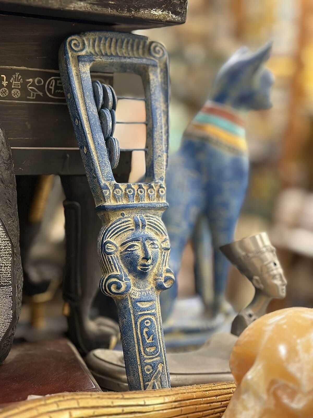 Egyptian art Hathor Sistrum (Musical Instrument) Replica from her collection