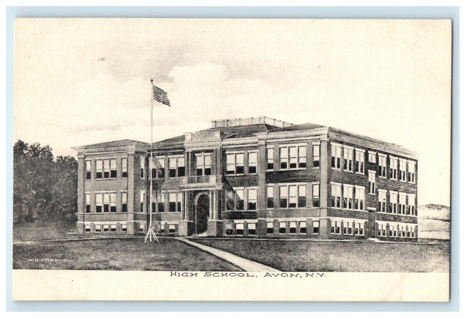 1908 High School, Avon, New York NY Antique Unposted Postcard