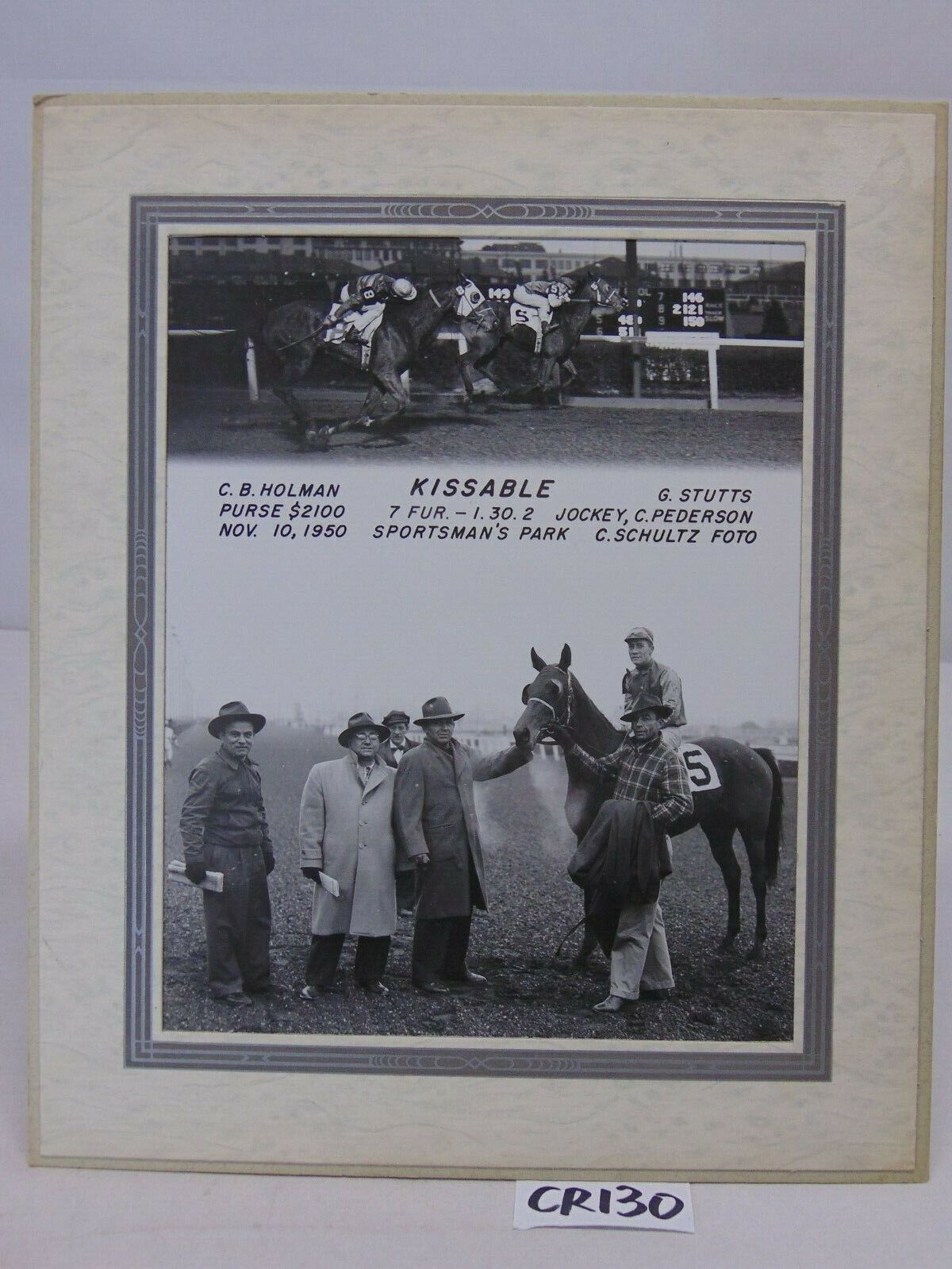 11-10-1950 PRESS PHOTO JOCKEYS ON HORSES RACE AT SPORTSMAN PARK-KISSABLE