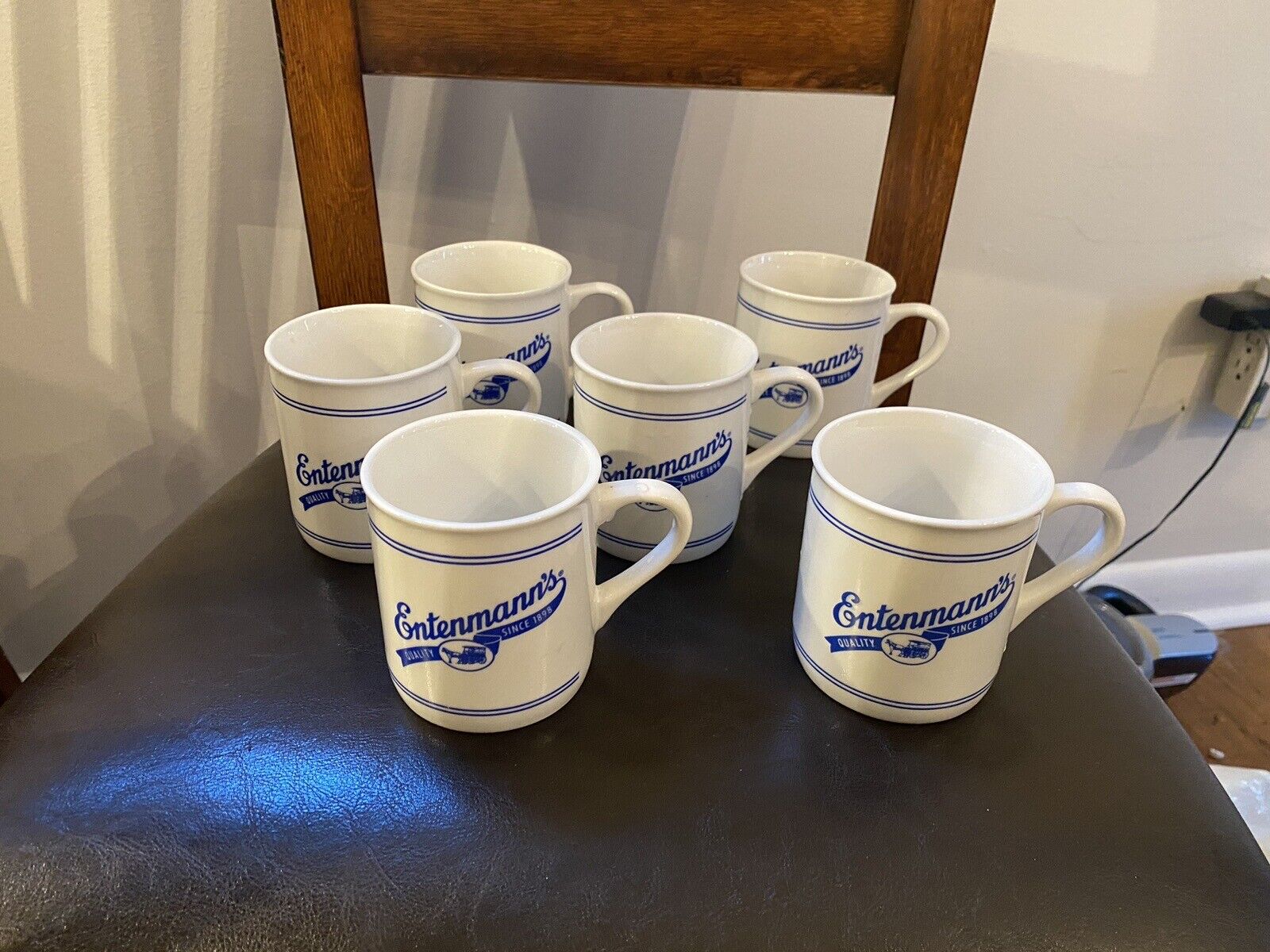 Set of 6 Entenmann’s Bakery Coffee Mugs Diner Style Horse Carriage Rogers Ave