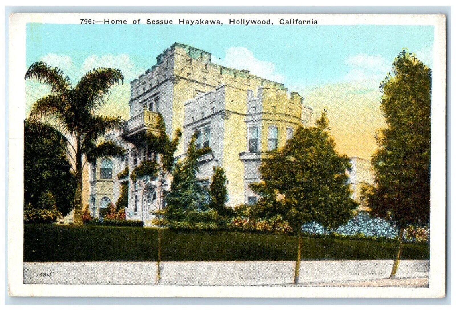 c1920 Home Sessue Hayakawa Exterior View Building Hollywood California Postcard