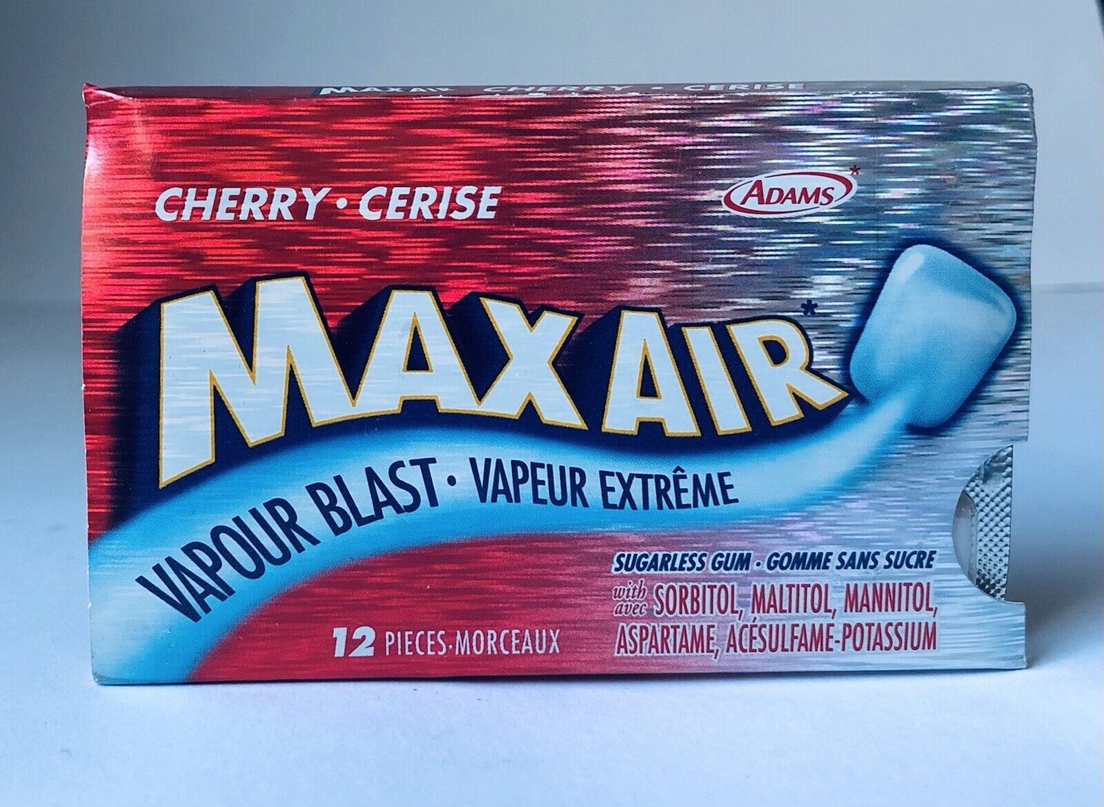 CANADA Vintage 1999 Adams MAX AIR Gum Pack SEALED container VAPOUR BLAST