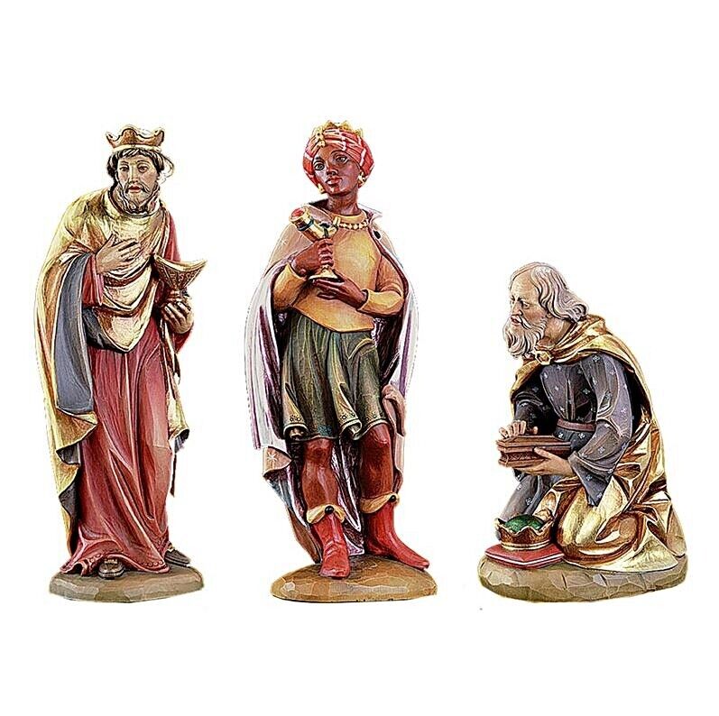 Val Gardena Hand Painted Resin Nativity Three Wise Men Add On Figurines, 32 In