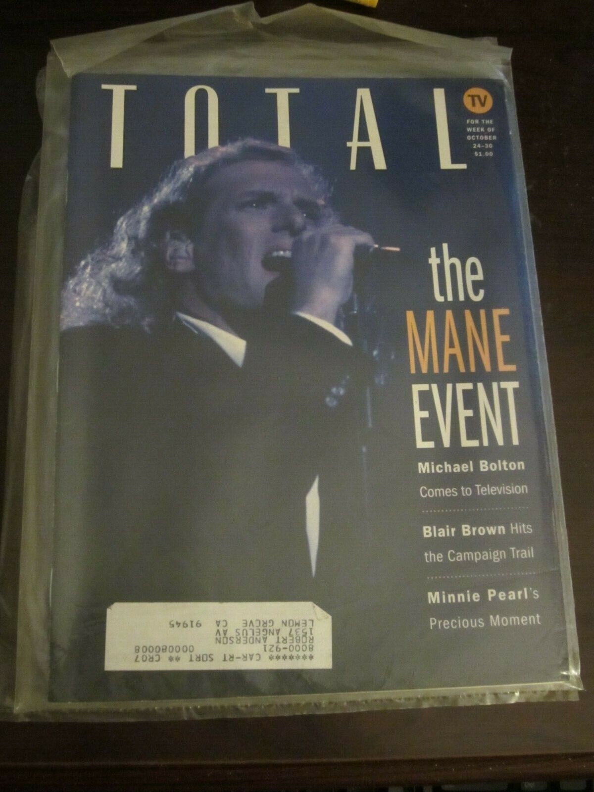 Total TV Guide Magazine October 1992 Michael Bolton The Mane Event