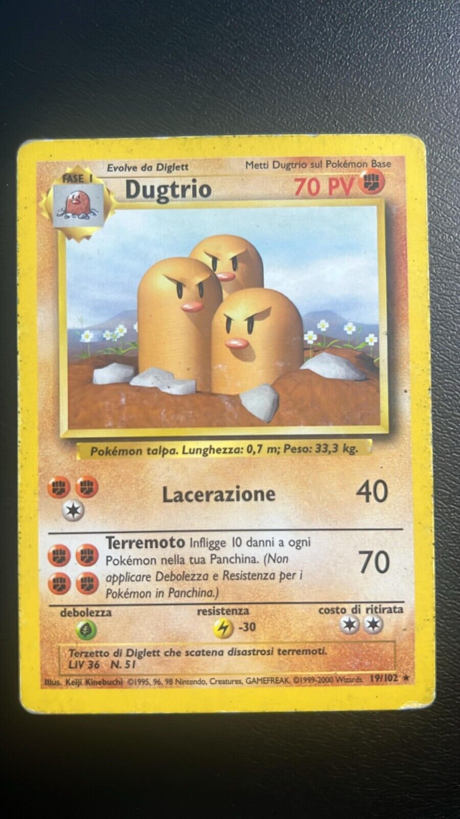 Pokemon Card Dugtrio (BS 19) Base Set 015/102 Italian Poor